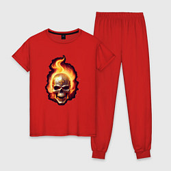Женская пижама Огненный горящий череп