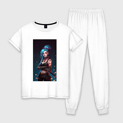 Пижама хлопковая женская JINX Arcane League Of Legends, цвет: белый