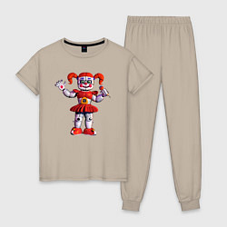 Пижама хлопковая женская Circus Baby, цвет: миндальный