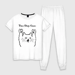 Пижама хлопковая женская Three Days Grace - rock cat, цвет: белый