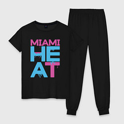 Пижама хлопковая женская Miami Heat style, цвет: черный