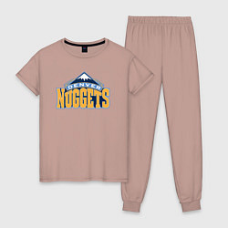 Пижама хлопковая женская Denver Nuggets, цвет: пыльно-розовый