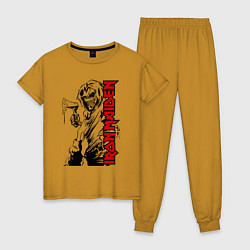 Пижама хлопковая женская Iron maiden fans, цвет: горчичный