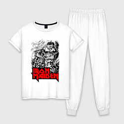 Пижама хлопковая женская Iron Maiden eyes, цвет: белый