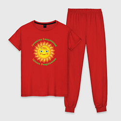 Пижама хлопковая женская Летнее солнышко, цвет: красный
