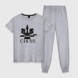 Пижама хлопковая женская Chess play, цвет: меланж