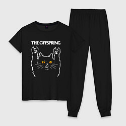 Пижама хлопковая женская The Offspring rock cat, цвет: черный