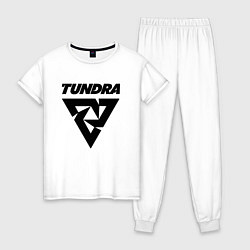 Пижама хлопковая женская Tundra esports logo, цвет: белый