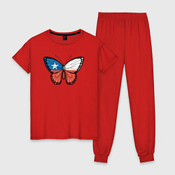 Пижама хлопковая женская Бабочка Чили, цвет: красный