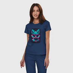 Пижама хлопковая женская Whimsical Fox, цвет: тёмно-синий — фото 2