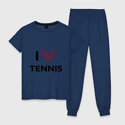 Пижама хлопковая женская I Love Tennis, цвет: тёмно-синий