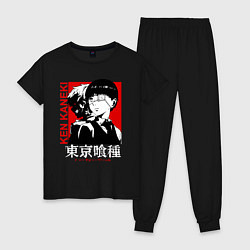 Пижама хлопковая женская Токийский Гуль Канеки, цвет: черный