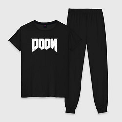 Пижама хлопковая женская Doom nightmare mode, цвет: черный