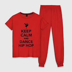 Пижама хлопковая женская Keep calm and dance hip hop, цвет: красный