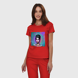Пижама хлопковая женская Amy Winehouse Great Glitch Art, цвет: красный — фото 2