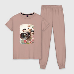 Пижама хлопковая женская Capturing Moments, цвет: пыльно-розовый