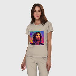 Пижама хлопковая женская Jim Morrison Strange colors Art, цвет: миндальный — фото 2