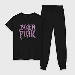 Пижама хлопковая женская Born pink Blackpink, цвет: черный