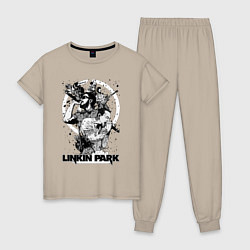 Пижама хлопковая женская Linkin Park all, цвет: миндальный