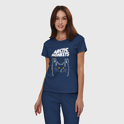 Пижама хлопковая женская Arctic Monkeys rock cat, цвет: тёмно-синий — фото 2