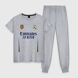 Пижама хлопковая женская Реал Мадрид форма 2324 домашняя, цвет: меланж