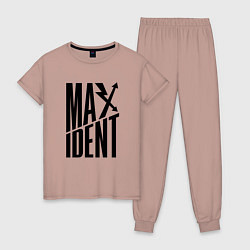 Пижама хлопковая женская Maxident - black - stray kids, цвет: пыльно-розовый