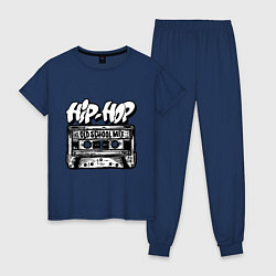 Пижама хлопковая женская Hip hop oldschool, цвет: тёмно-синий