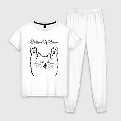 Пижама хлопковая женская Children of Bodom - rock cat, цвет: белый