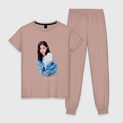 Пижама хлопковая женская Jennie Kim Kpop, цвет: пыльно-розовый