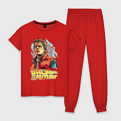 Пижама хлопковая женская Michael J Fox, цвет: красный