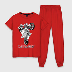 Пижама хлопковая женская Motosport girl, цвет: красный