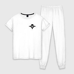 Пижама хлопковая женская ВДВ символ логотип, цвет: белый