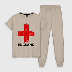 Пижама хлопковая женская England flag, цвет: миндальный