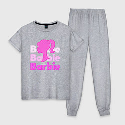 Пижама хлопковая женская Логотип Барби объемный, цвет: меланж