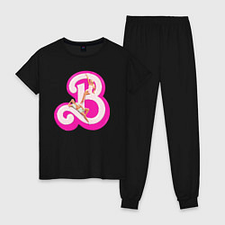 Пижама хлопковая женская Барби и Кен, цвет: черный