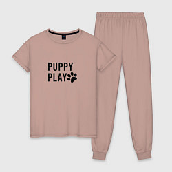 Пижама хлопковая женская Puppy Play, цвет: пыльно-розовый