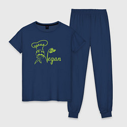 Пижама хлопковая женская Vegan cook, цвет: тёмно-синий