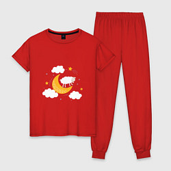 Пижама хлопковая женская Спящая Овечка, цвет: красный