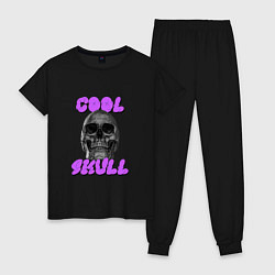 Пижама хлопковая женская Cool Skull, цвет: черный