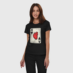 Пижама хлопковая женская Туз сердца, цвет: черный — фото 2