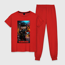 Пижама хлопковая женская Roblox man, цвет: красный