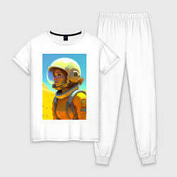 Пижама хлопковая женская Девушка-астронавт - нейросеть, цвет: белый