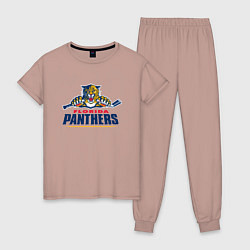 Пижама хлопковая женская Florida panthers - hockey team, цвет: пыльно-розовый