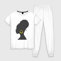 Пижама хлопковая женская Black girl, цвет: белый