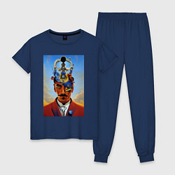 Пижама хлопковая женская Salvador Dali - surrealism, цвет: тёмно-синий