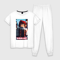 Пижама хлопковая женская Roblox game man, цвет: белый
