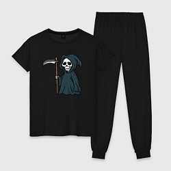 Пижама хлопковая женская Смерть в капюшоне, цвет: черный
