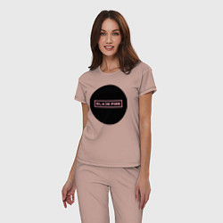Пижама хлопковая женская Black pink - logotype - group - South Korea, цвет: пыльно-розовый — фото 2