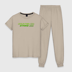 Пижама хлопковая женская Counter strike 2 green logo, цвет: миндальный