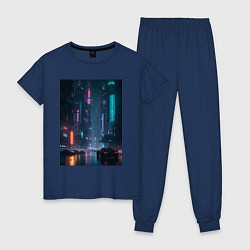 Пижама хлопковая женская Cyberpank, цвет: тёмно-синий